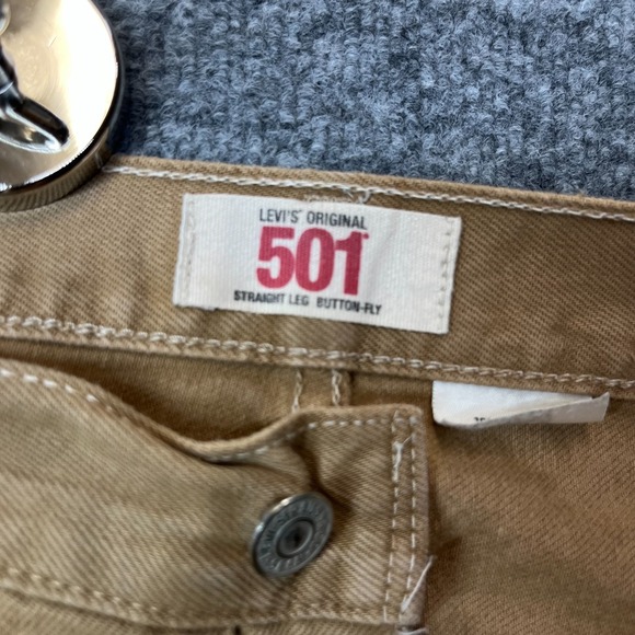 Levi's 501 Original Fit Straight Jeans Men's Tan Camel Denim Button Fly - 36X33 - Picture 7 of 12
